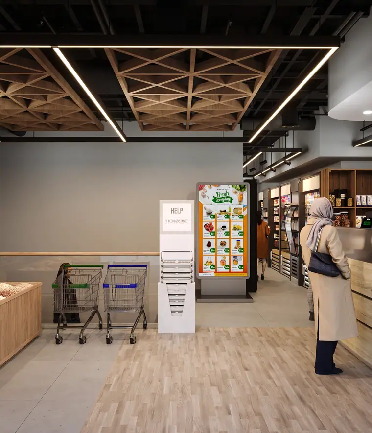 Desert Fresh Supermarket, retail interior by AGC in Abu Dhabi, photo 3 of 11