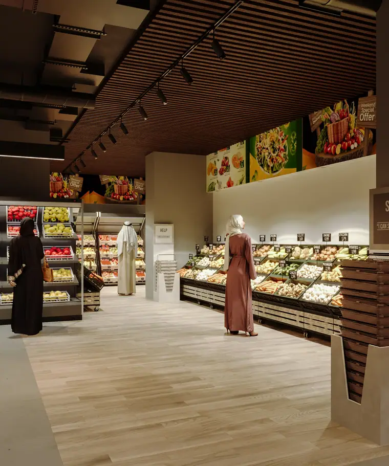 Desert Fresh Supermarket, retail interior by AGC in Abu Dhabi, photo 4 of 11