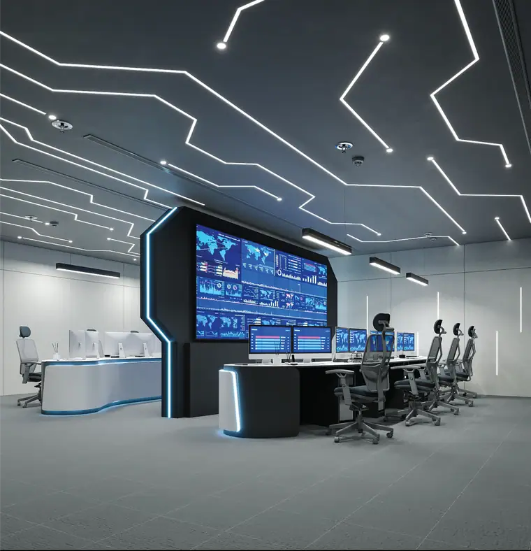 Emircom Command Centre, workplace interior by AGC in Abu Dhabi