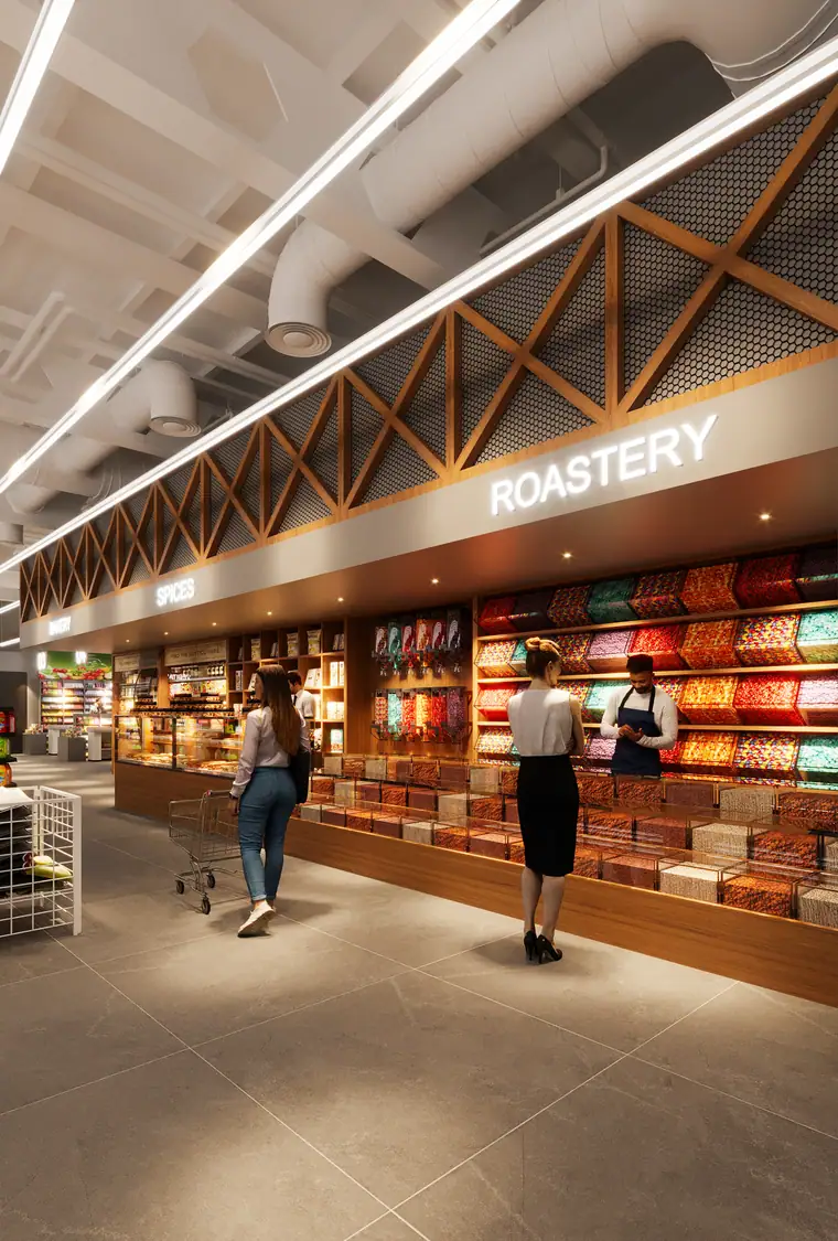 Jas Supermarket, retail interior by AGC in Abu Dhabi